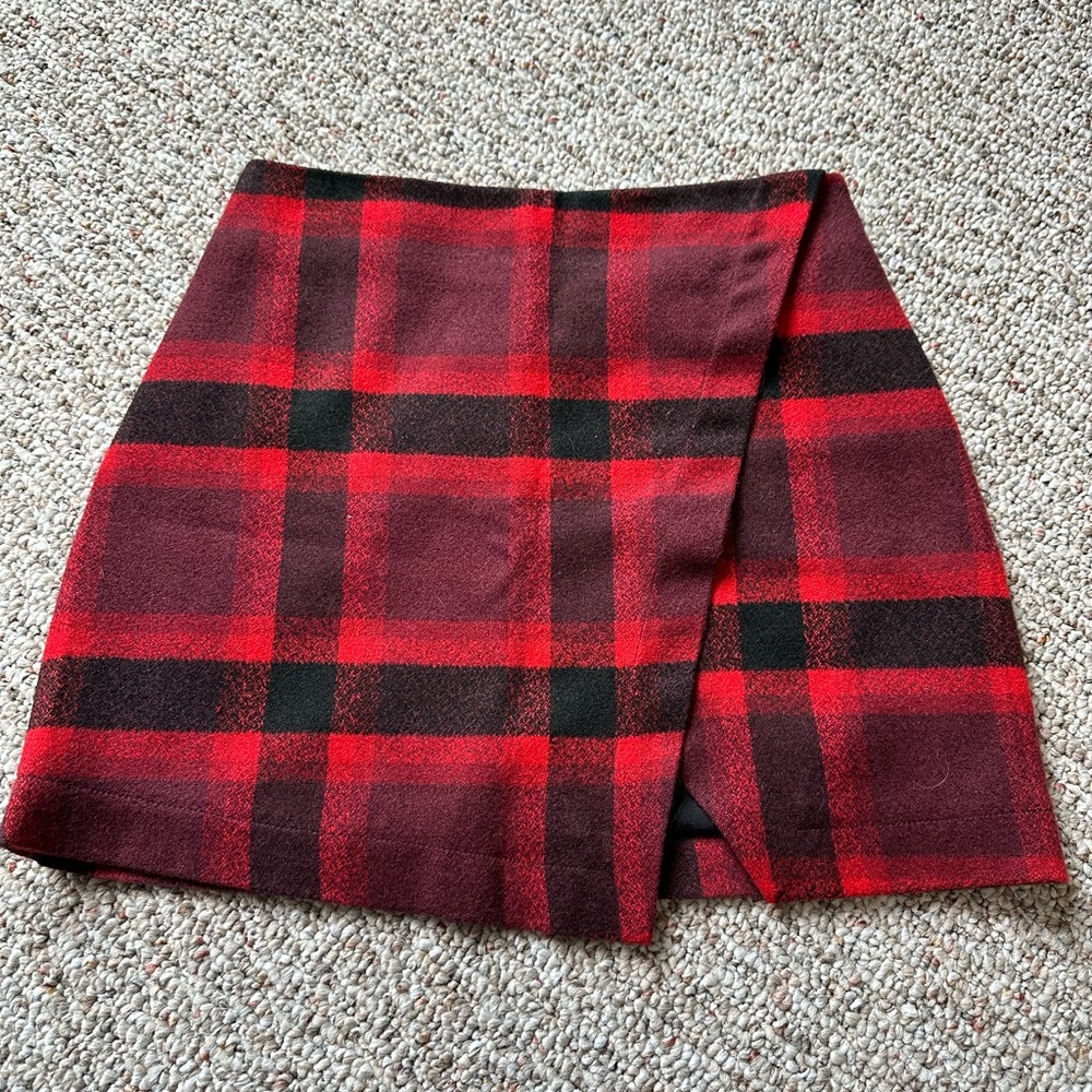 Abercrombie & Fitch Red Plaid Mini Skirt